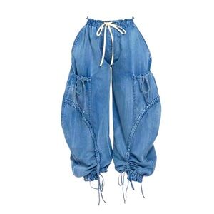 Balloon Elastic Waistband Denim Jeans